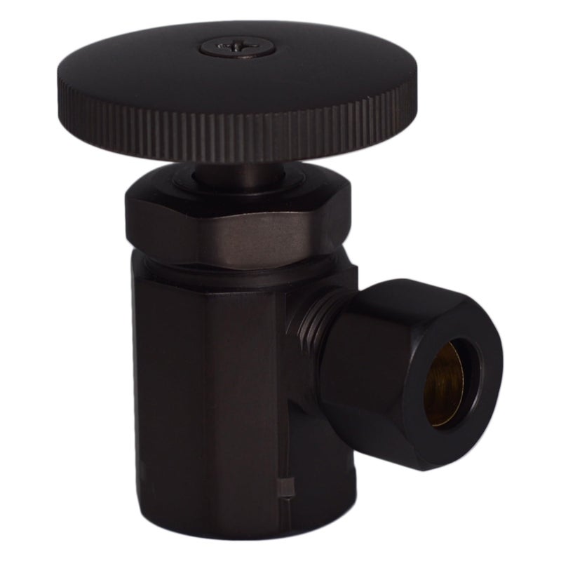 Westbrass D103-62 Round Handle Angle Stop Shut Off Valve, 1/2" IPS Inlet with 3/8" Compression Outlet, Matte Black - Image 1